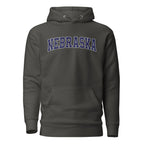Nebraska Vintage Varsity Embroidered Unisex Premium Hoodie - Vintage Black / S