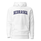 Nebraska Vintage Varsity Embroidered Unisex Premium Hoodie - White / S