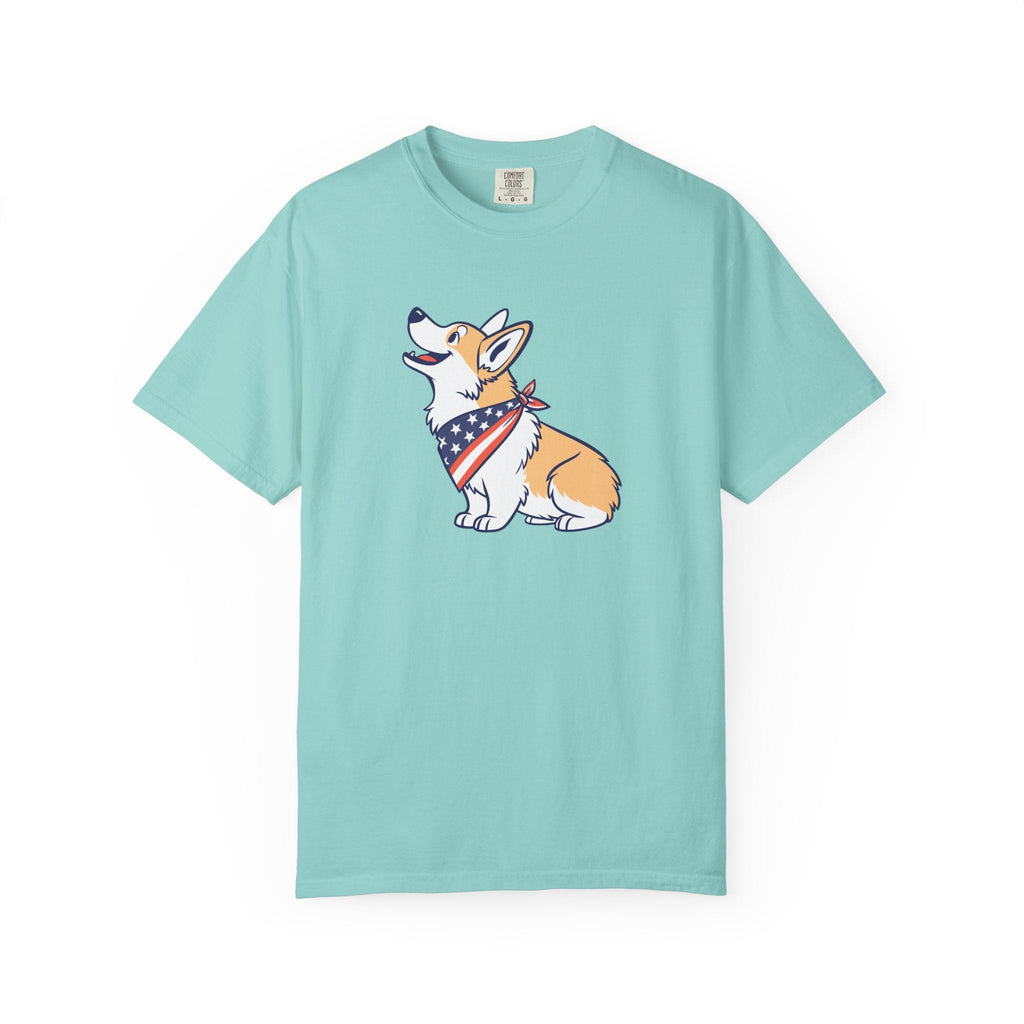 Cute Corgi Patriotic T-Shirt - Chalky Mint / S