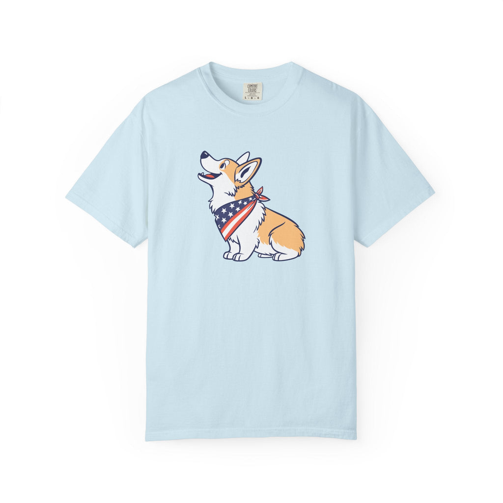 Cute Corgi Patriotic T-Shirt - Chambray / S