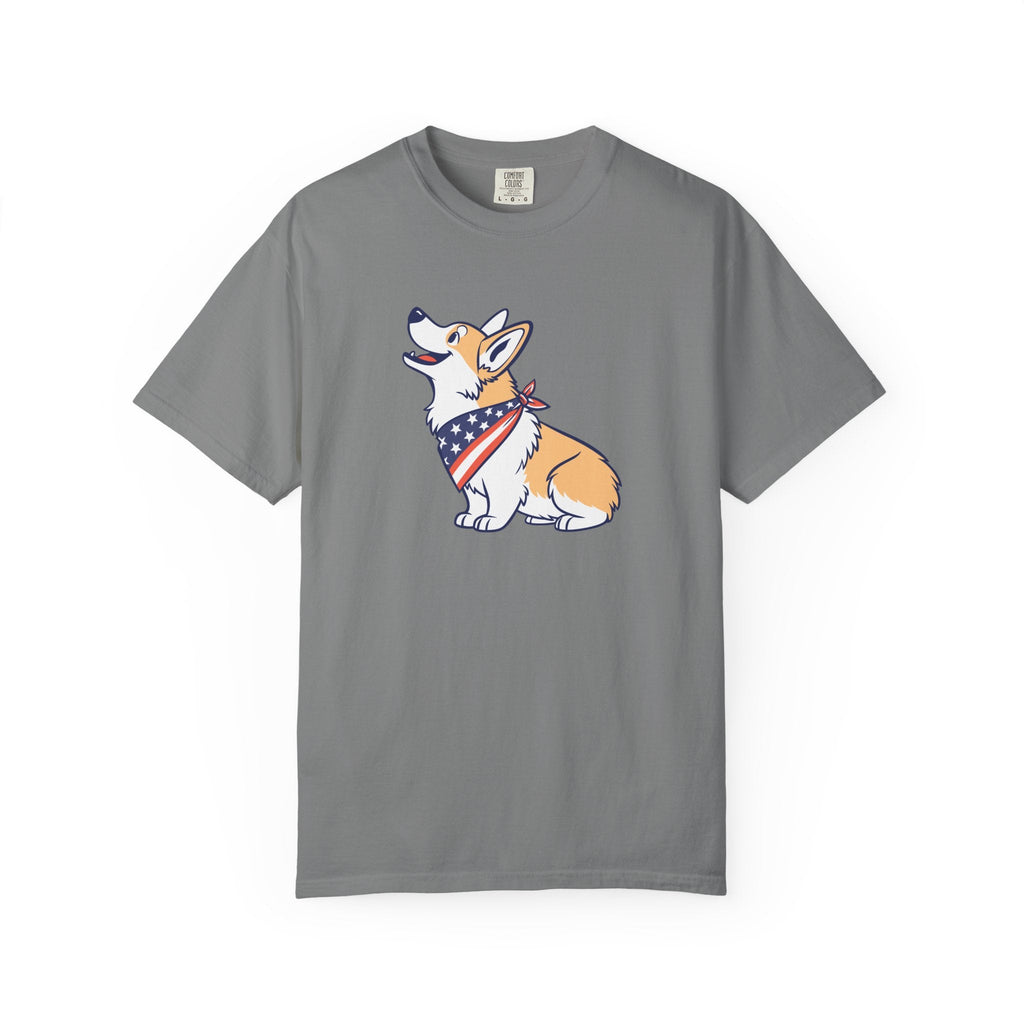 Cute Corgi Patriotic T-Shirt - Grey / S