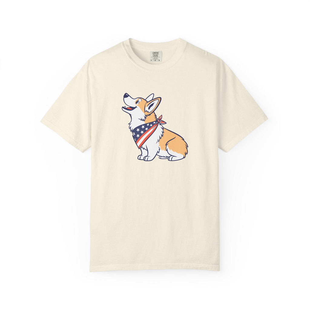 Cute Corgi Patriotic T-Shirt - Ivory / S