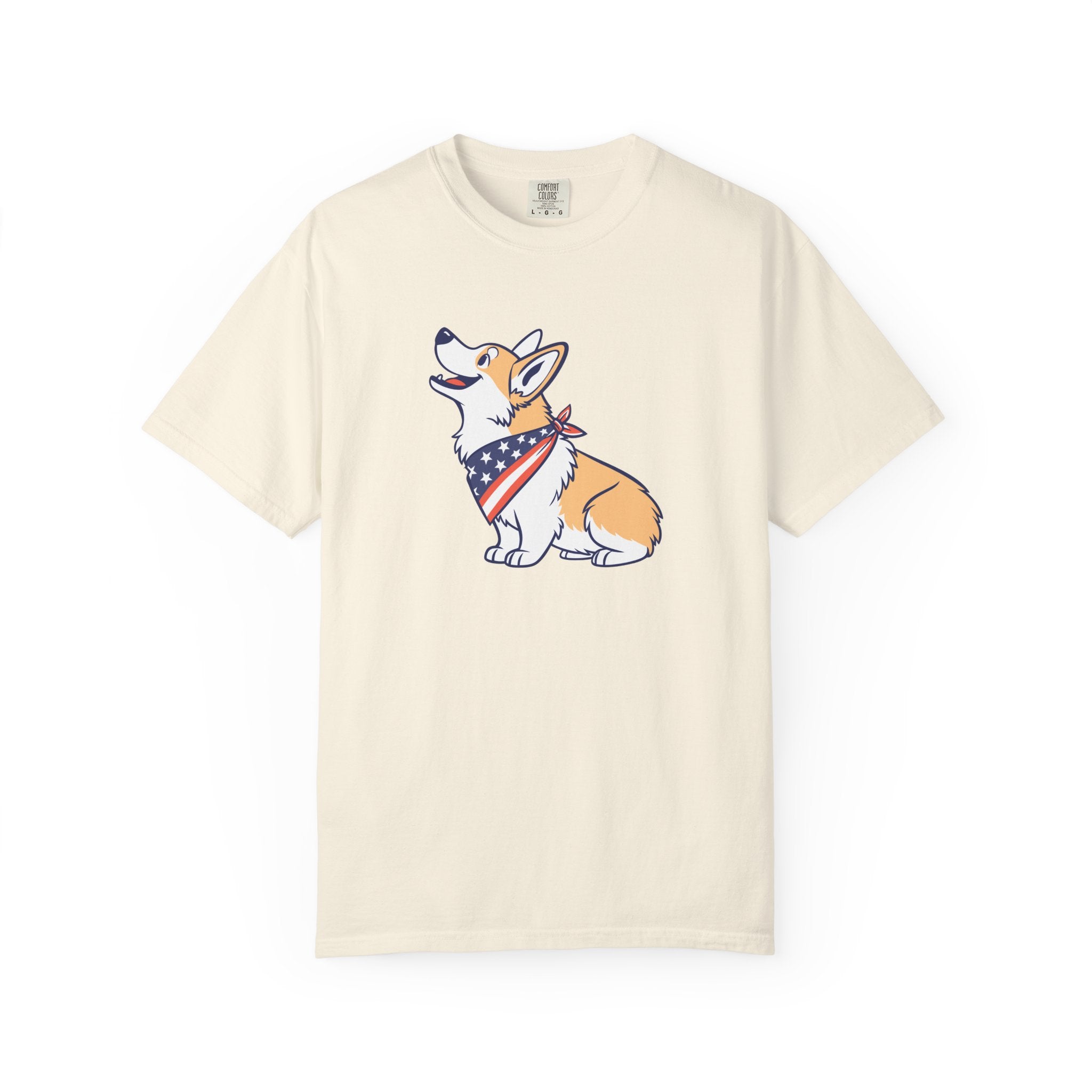 Cute Corgi Patriotic T-Shirt - Ivory / S