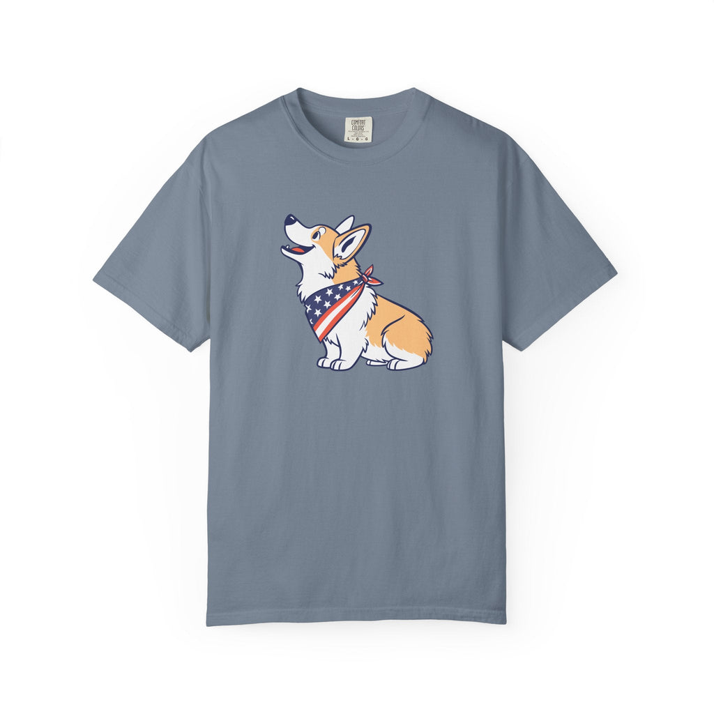 Cute Corgi Patriotic T-Shirt - Blue Jean / S