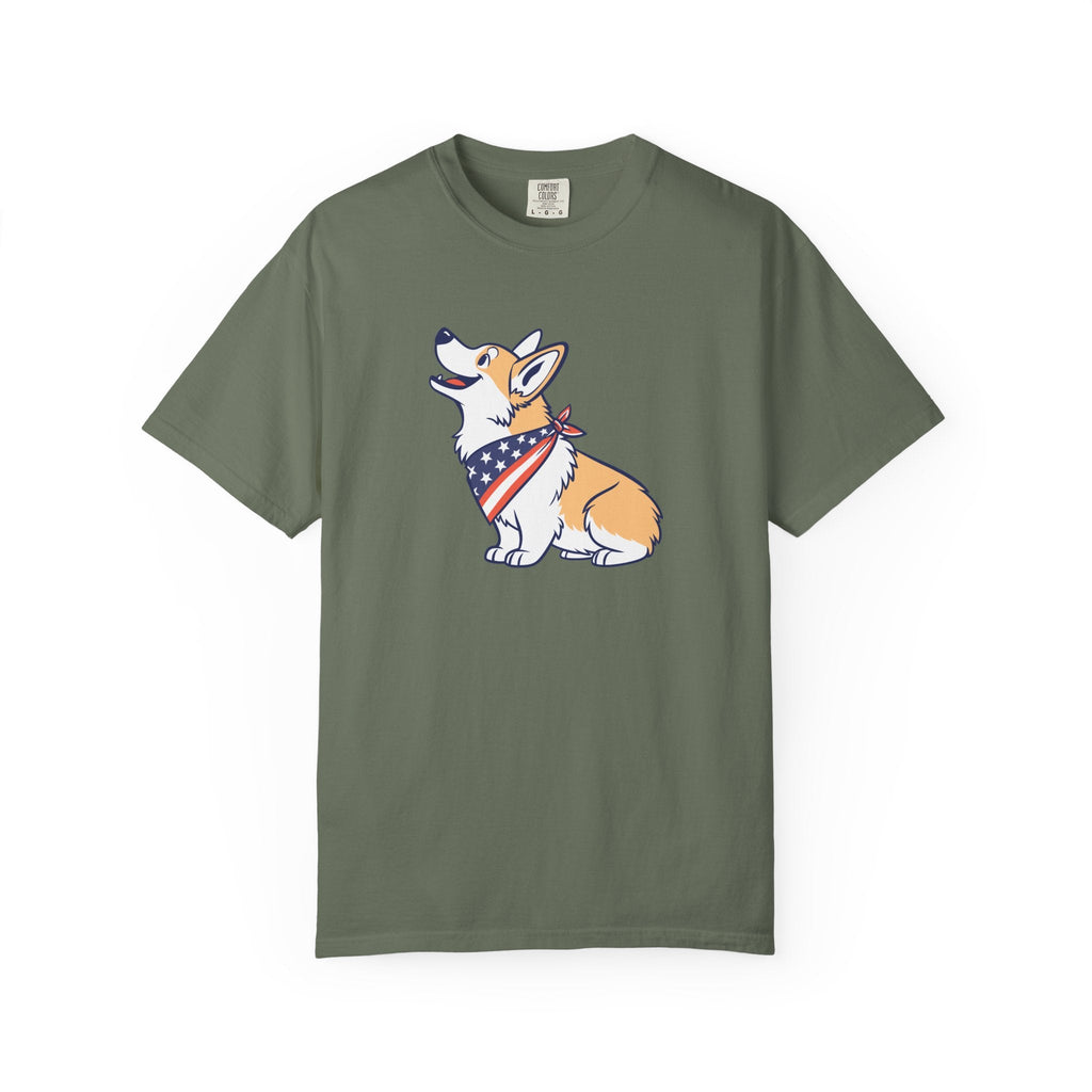 Cute Corgi Patriotic T-Shirt - Moss / S