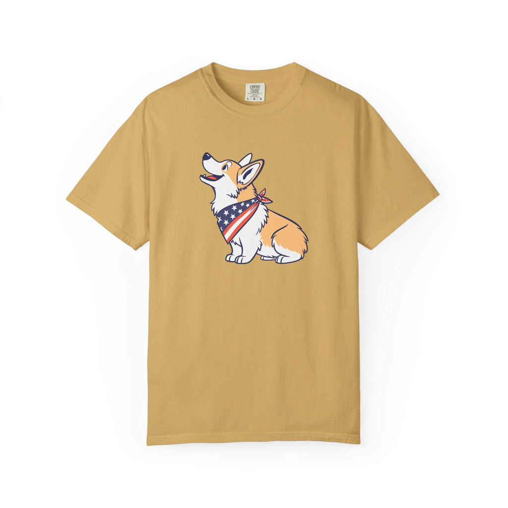 Cute Corgi Patriotic T-Shirt - Mustard / S