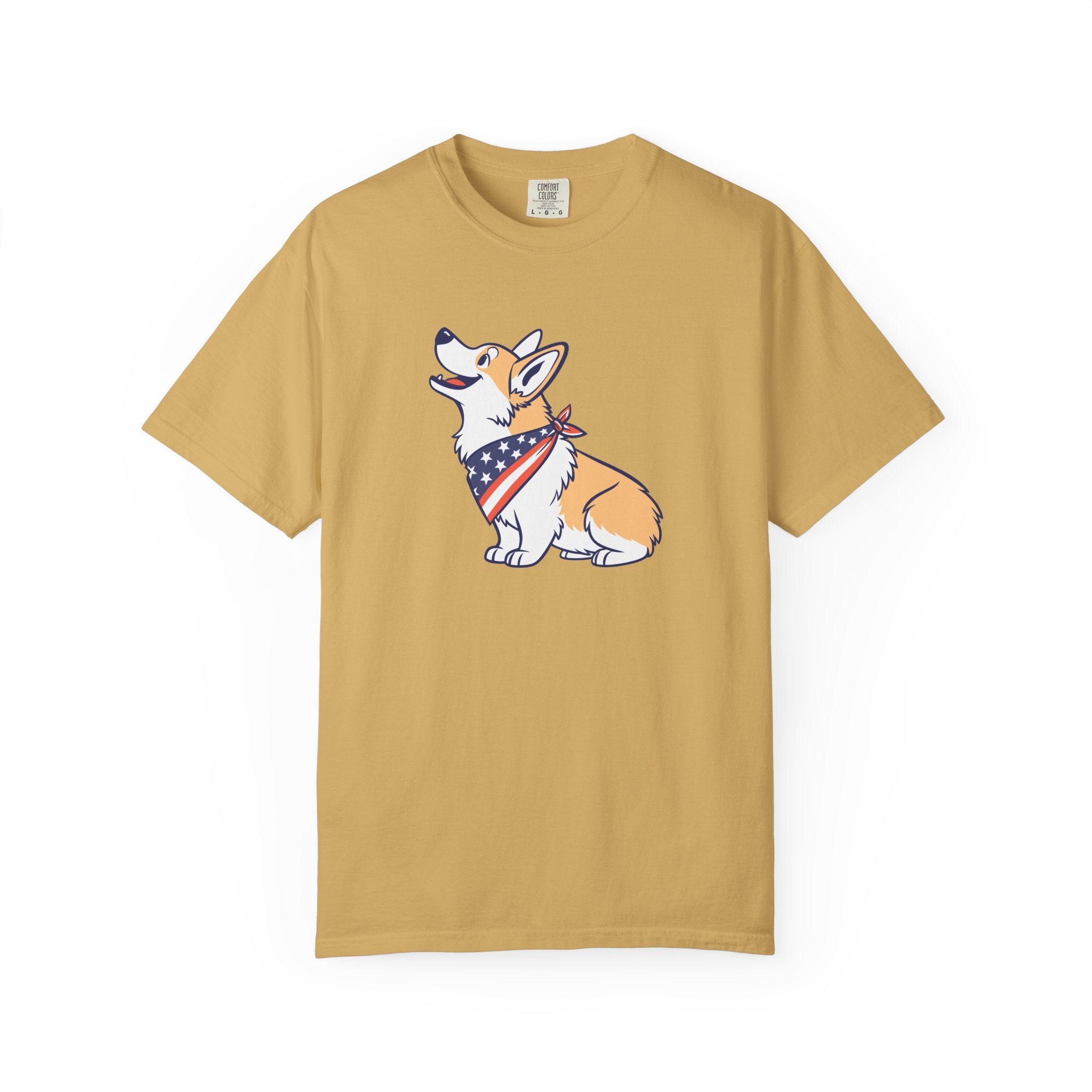 Cute Corgi Patriotic T-Shirt - Mustard / S