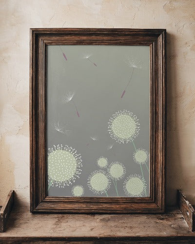 Dandelion Dream Digital Download | Boho Floral Wall Art Print - Poster