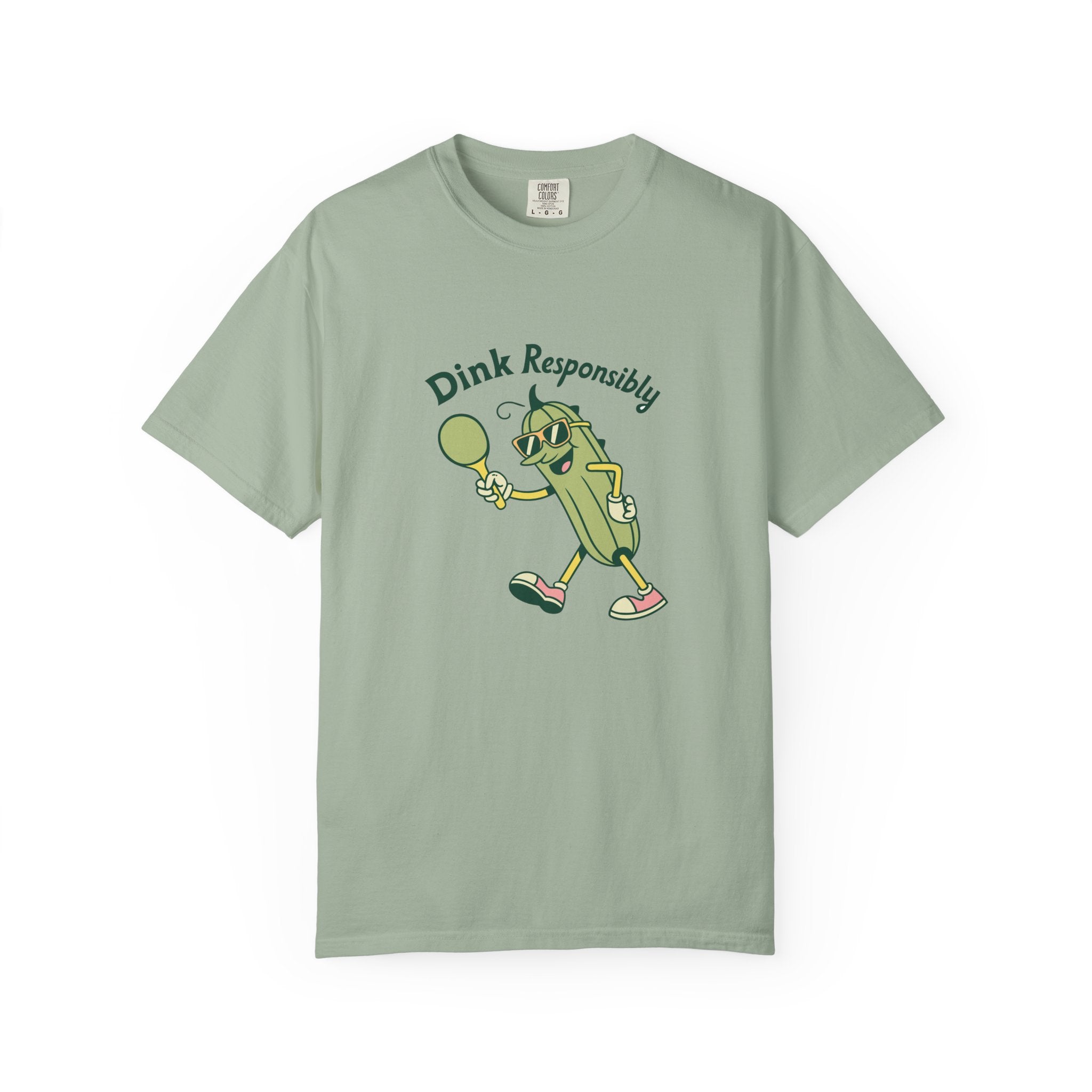 ’Dink Responsibly’ Funny Pickleball T-Shirt | Cute Pickle Character Pun Tee for Players - Bay / S