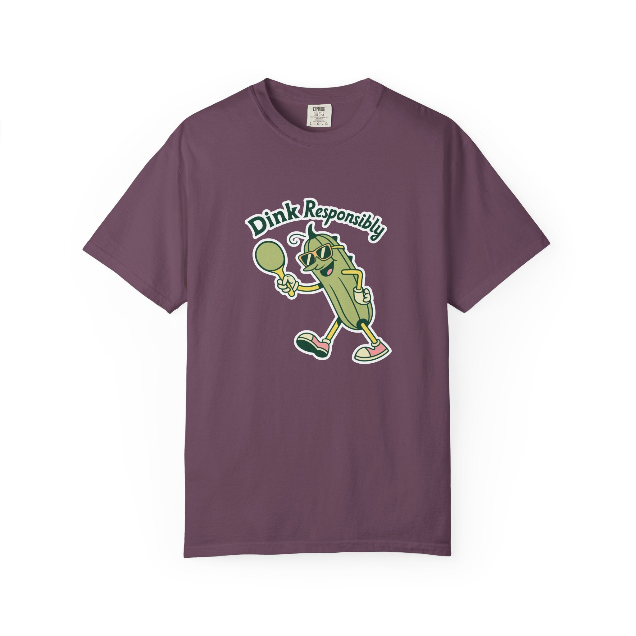 ’Dink Responsibly’ Funny Pickleball T-Shirt | Cute Pickle Character Pun Tee for Players - Berry / S