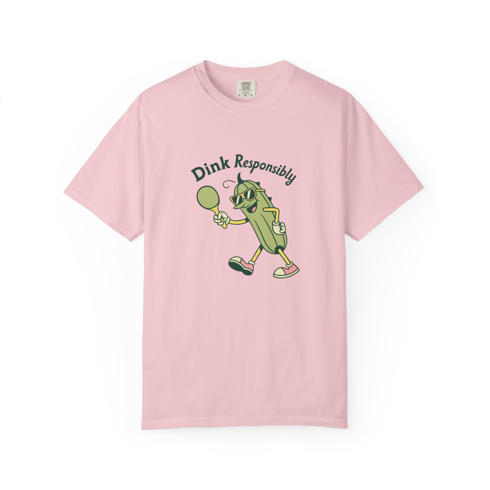 ’Dink Responsibly’ Funny Pickleball T-Shirt | Cute Pickle Character Pun Tee for Players - Blossom / S
