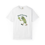 ’Dink Responsibly’ Funny Pickleball T-Shirt | Cute Pickle Character Pun Tee for Players - White / S