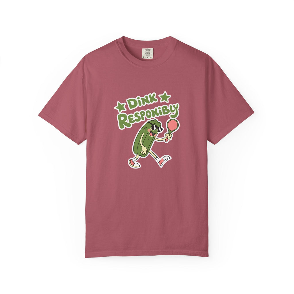 ’Dink Responsibly’ Pickleball T-Shirt | Funny Pun Tee for Men & Women - Crimson / S