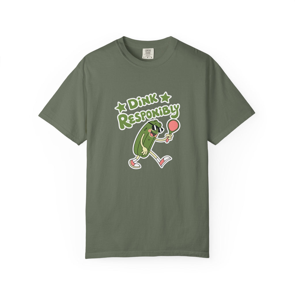 ’Dink Responsibly’ Pickleball T-Shirt | Funny Pun Tee for Men & Women - Moss / S
