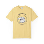 Butter t-shirt with the eagle freedom and starts graphic design on a white background.