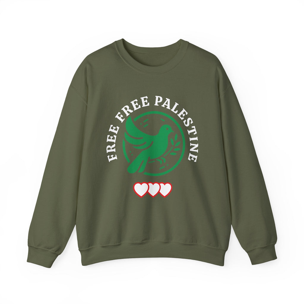 Free Palestine Crewneck Sweatshirt - S / Military Green