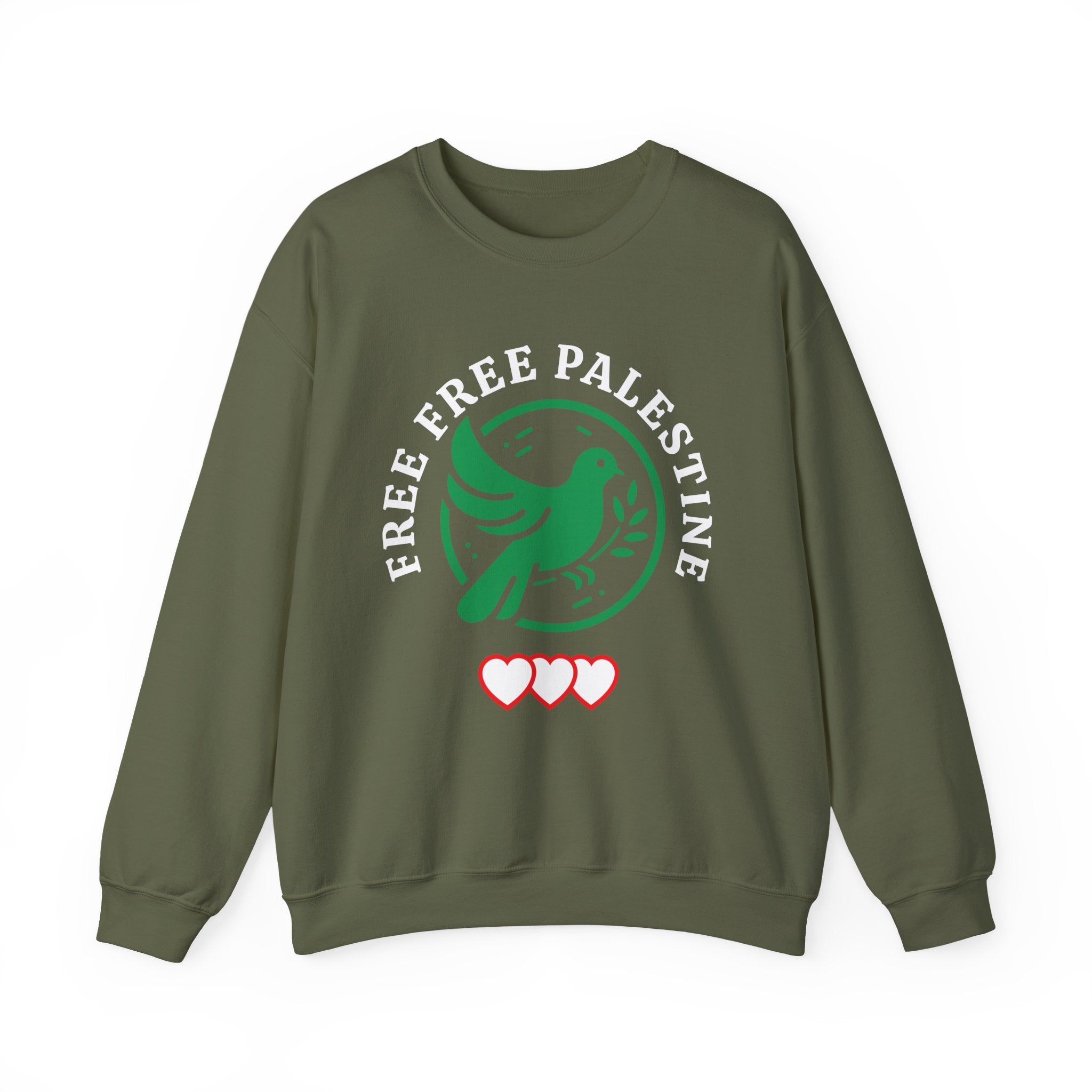 Free Palestine Crewneck Sweatshirt - S / Military Green