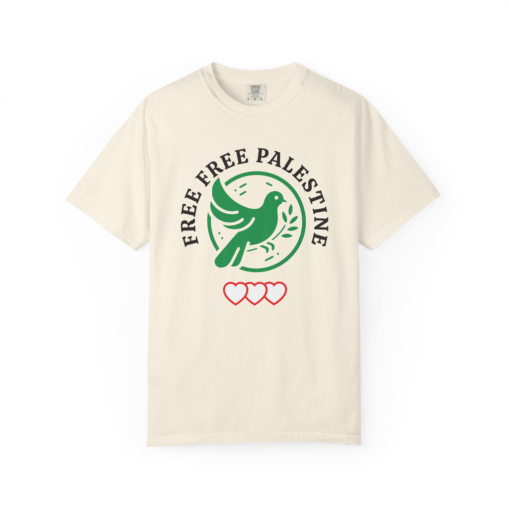 Free Palestine Unisex Garment-Dyed T-shirt - Ivory / S - T-Shirt