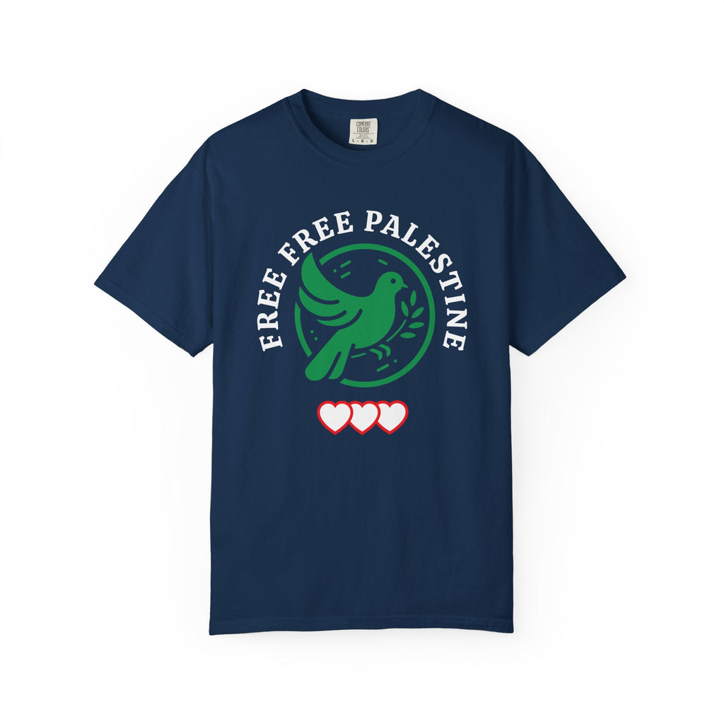 Free Palestine Unisex Garment-Dyed T-shirt - Navy / S - T-Shirt