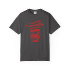 Graphite t-shirt with red otaku text and ramen graphic on a white background
