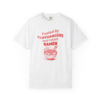 White t-shirt with red otaku text and ramen graphic on a white background