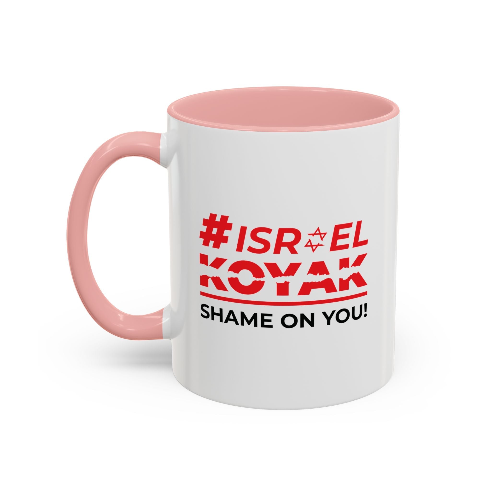 #ISRAELKOYAK Accent Coffee Mug - 11oz / Pink