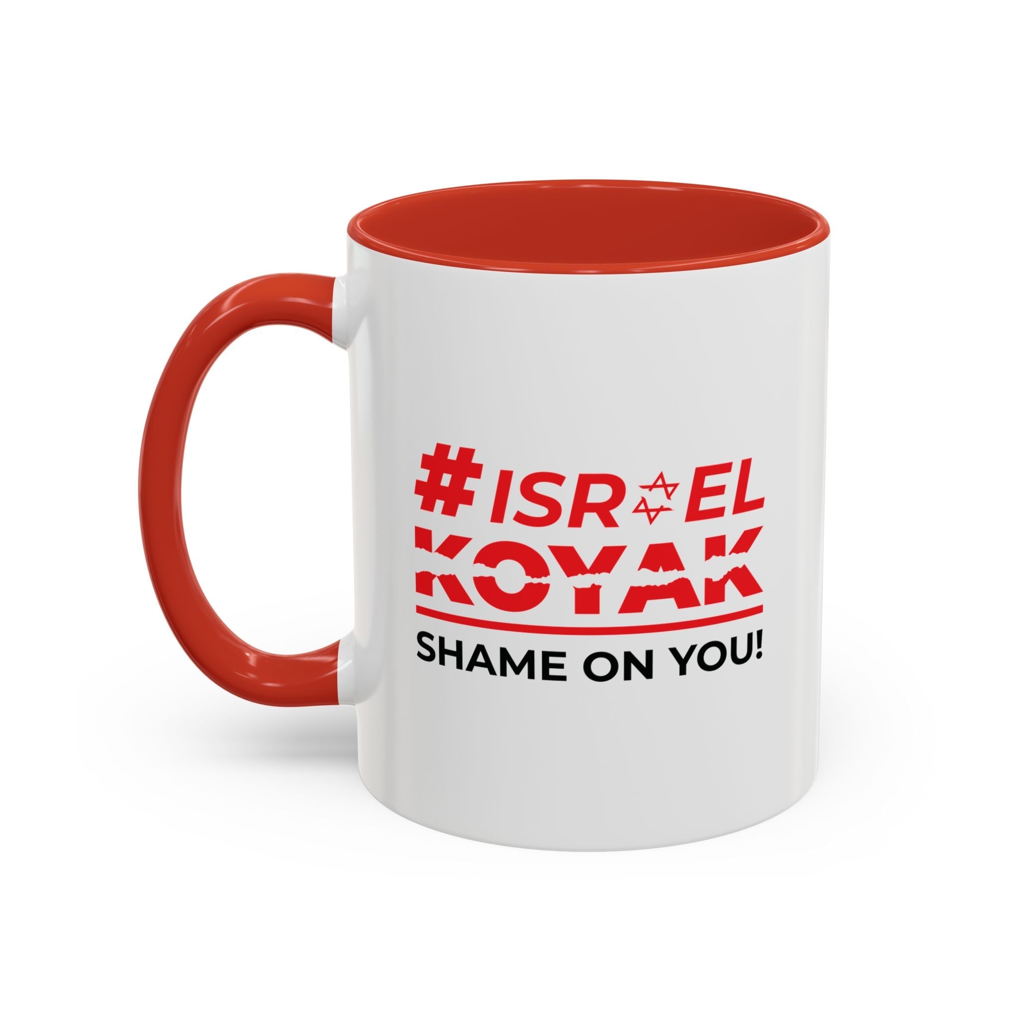 #ISRAELKOYAK Accent Coffee Mug - 11oz / Red