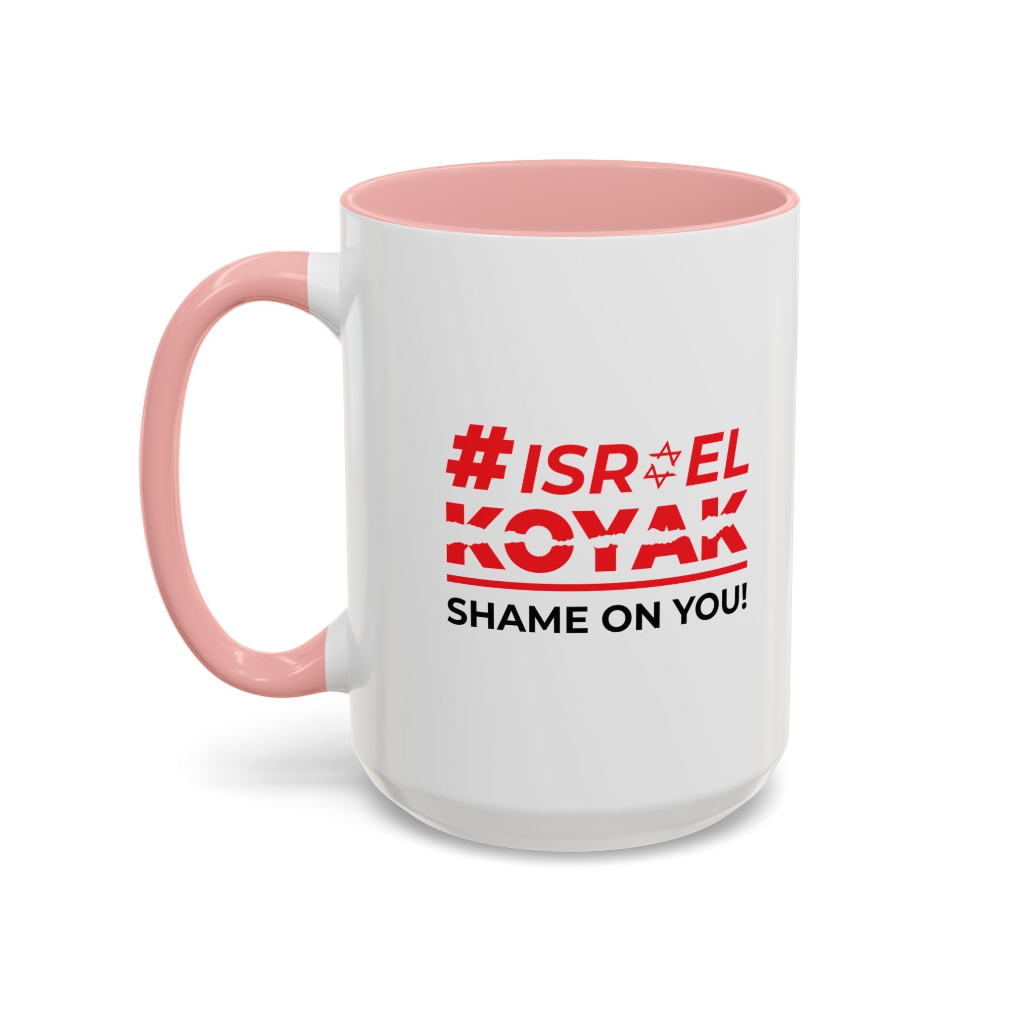 #ISRAELKOYAK Accent Coffee Mug - 15oz / Pink