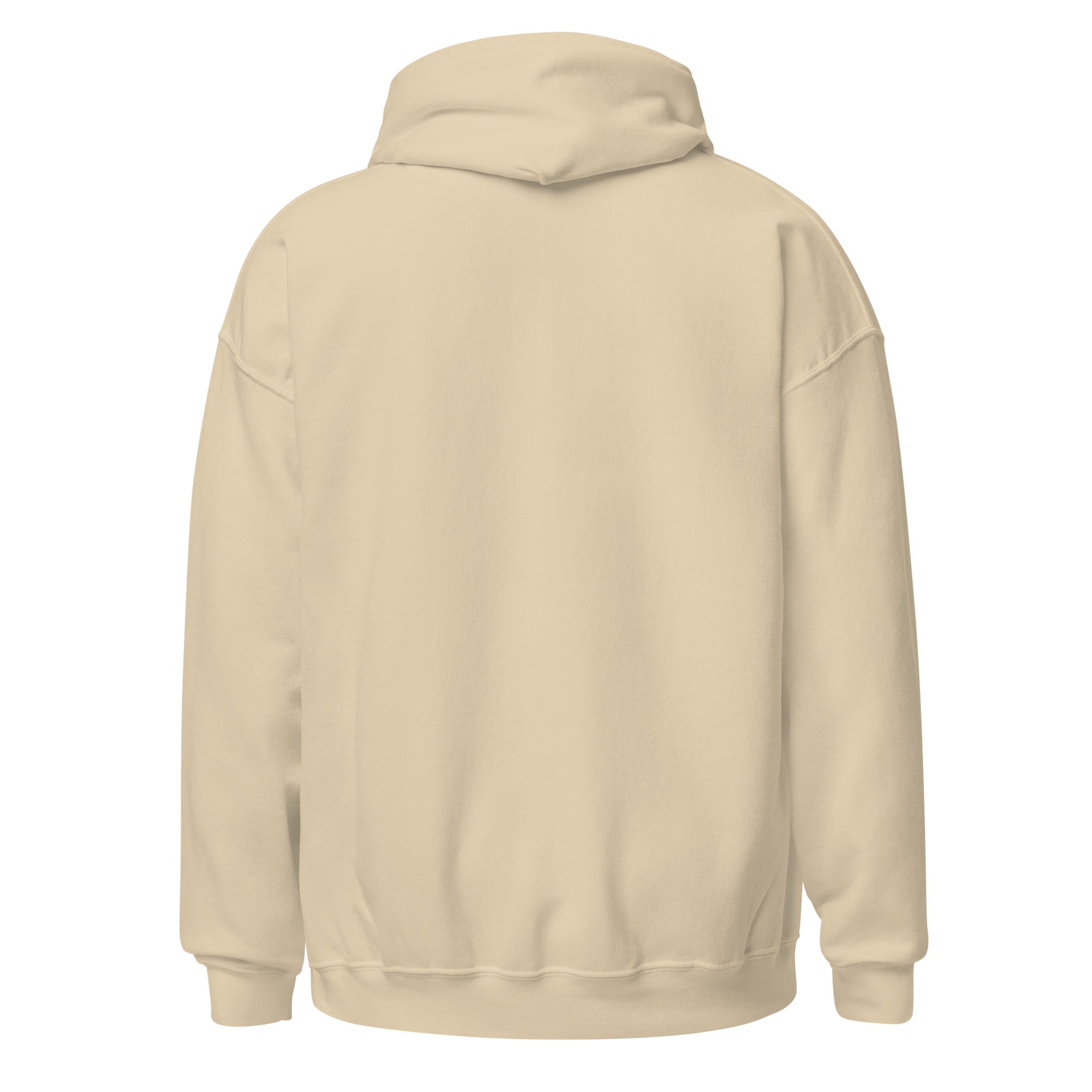back view of a sand colored hoodie