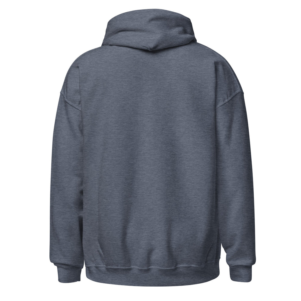 back view of heather sport dark navy hoodie