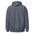 back view of heather sport dark navy hoodie