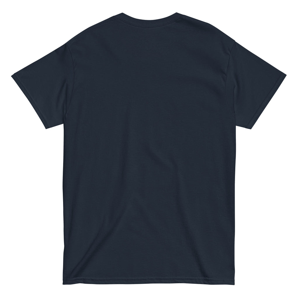 back view of a navy t-shirt