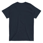 back view of a navy t-shirt