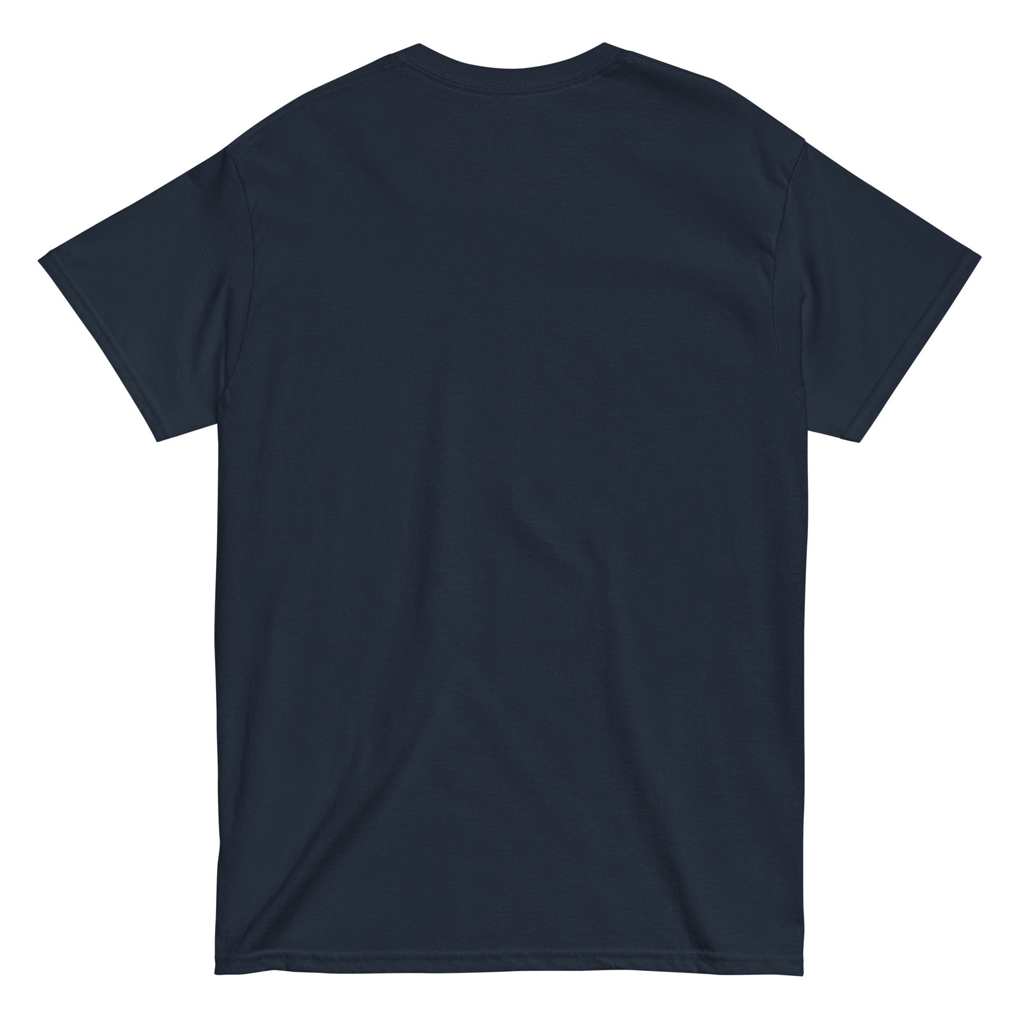 back view of a navy t-shirt