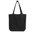 back side view of a black tote bag