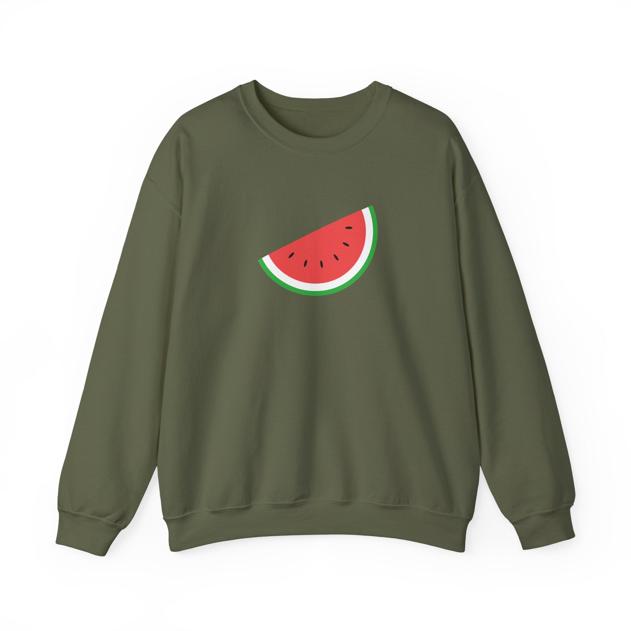 Palestine Freedom Melon Crewneck Sweatshirt - S / Military Green