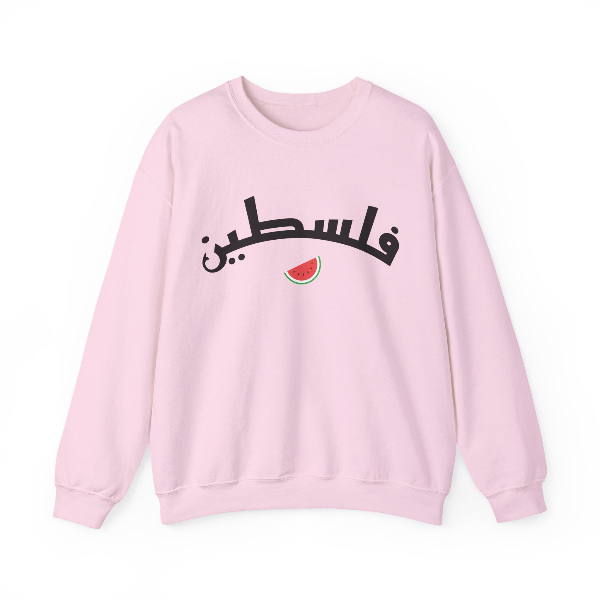 Palestine (in Arabic) Varsity Crewneck Sweatshirt - S / Light Pink