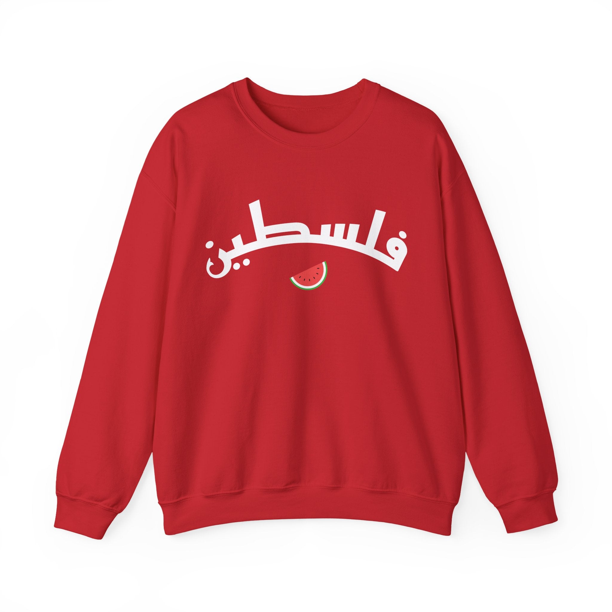 Palestine (in Arabic) Varsity Crewneck Sweatshirt - S / Red