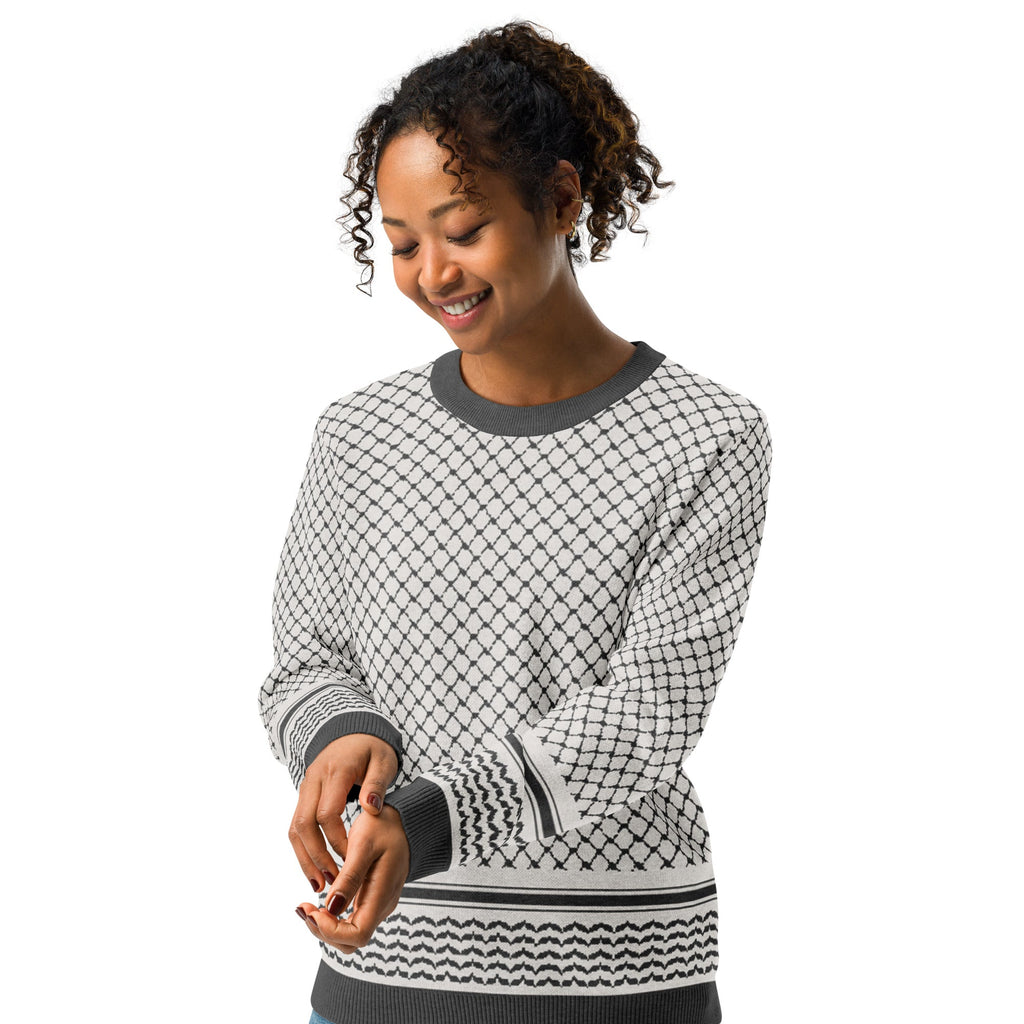 Palestine Keffiyeh Classic Fit Knitted Crew Neck Sweater - Knitwear