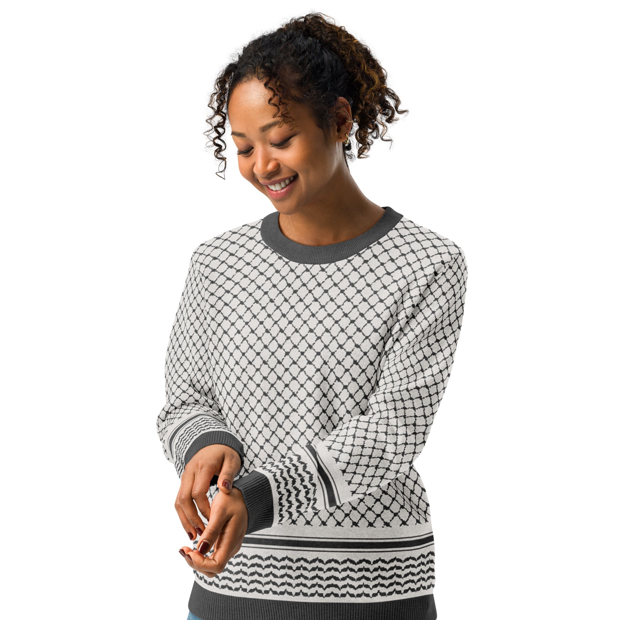 Palestine Keffiyeh Classic Fit Knitted Crew Neck Sweater - Knitwear