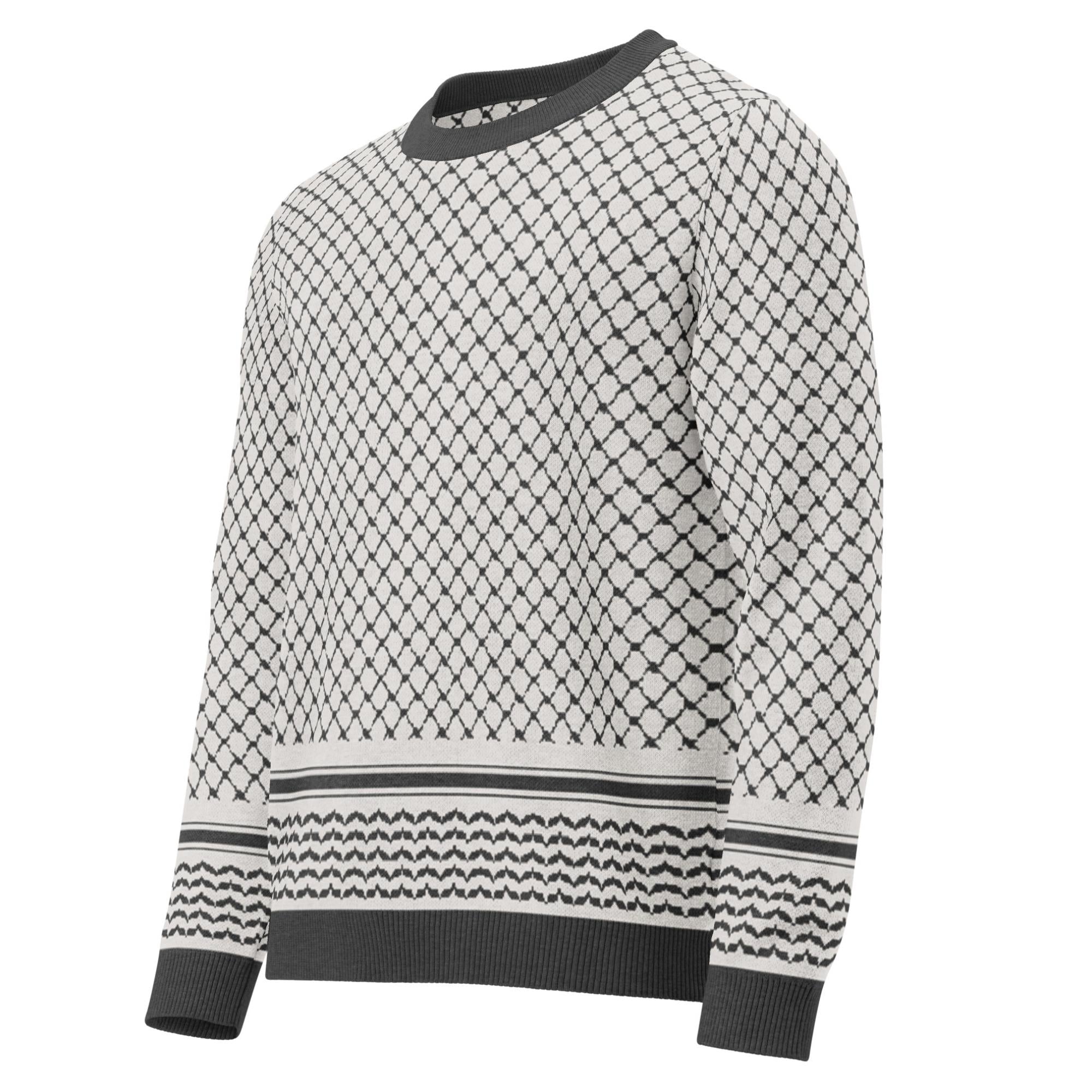 Palestine Keffiyeh Classic Fit Knitted Crew Neck Sweater - Knitwear