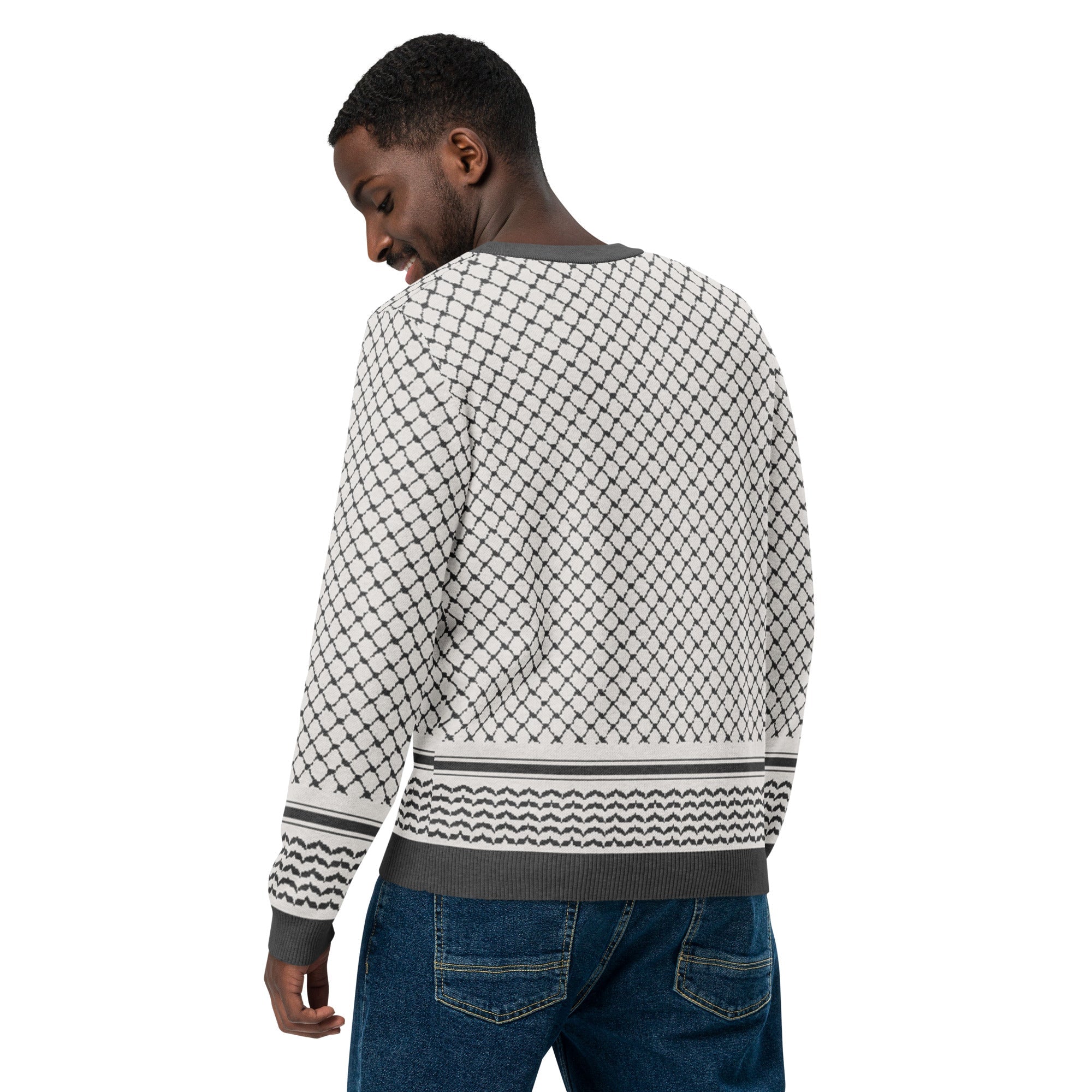 Palestine Keffiyeh Classic Fit Knitted Crew Neck Sweater - Knitwear