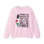 Palestinian Freedom Crewneck Sweatshirt - S / Light Pink