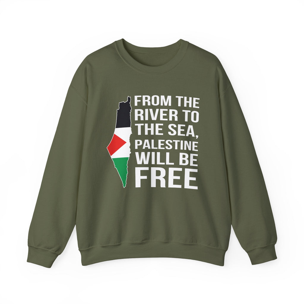 Palestinian Freedom Crewneck Sweatshirt - S / Military Green