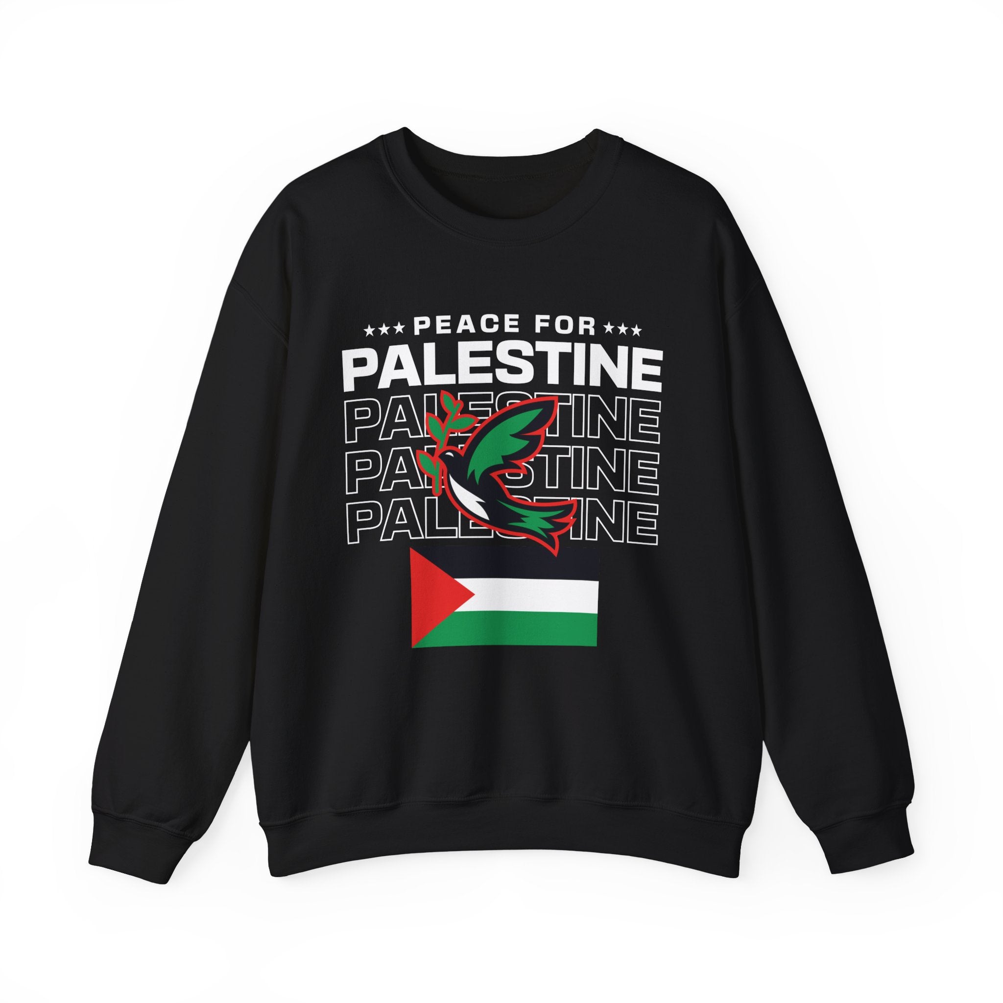 Peace for Palestine Crewneck Sweatshirt - S / Black