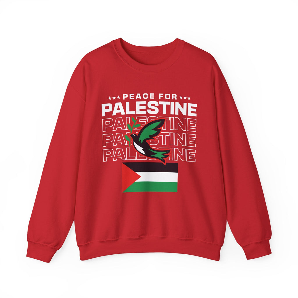 Peace for Palestine Crewneck Sweatshirt - S / Red
