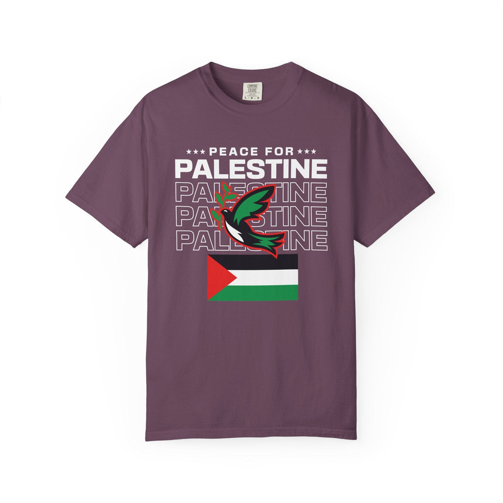 Peace for Palestine Unisex Garment-Dyed T-Shirt - Berry / S
