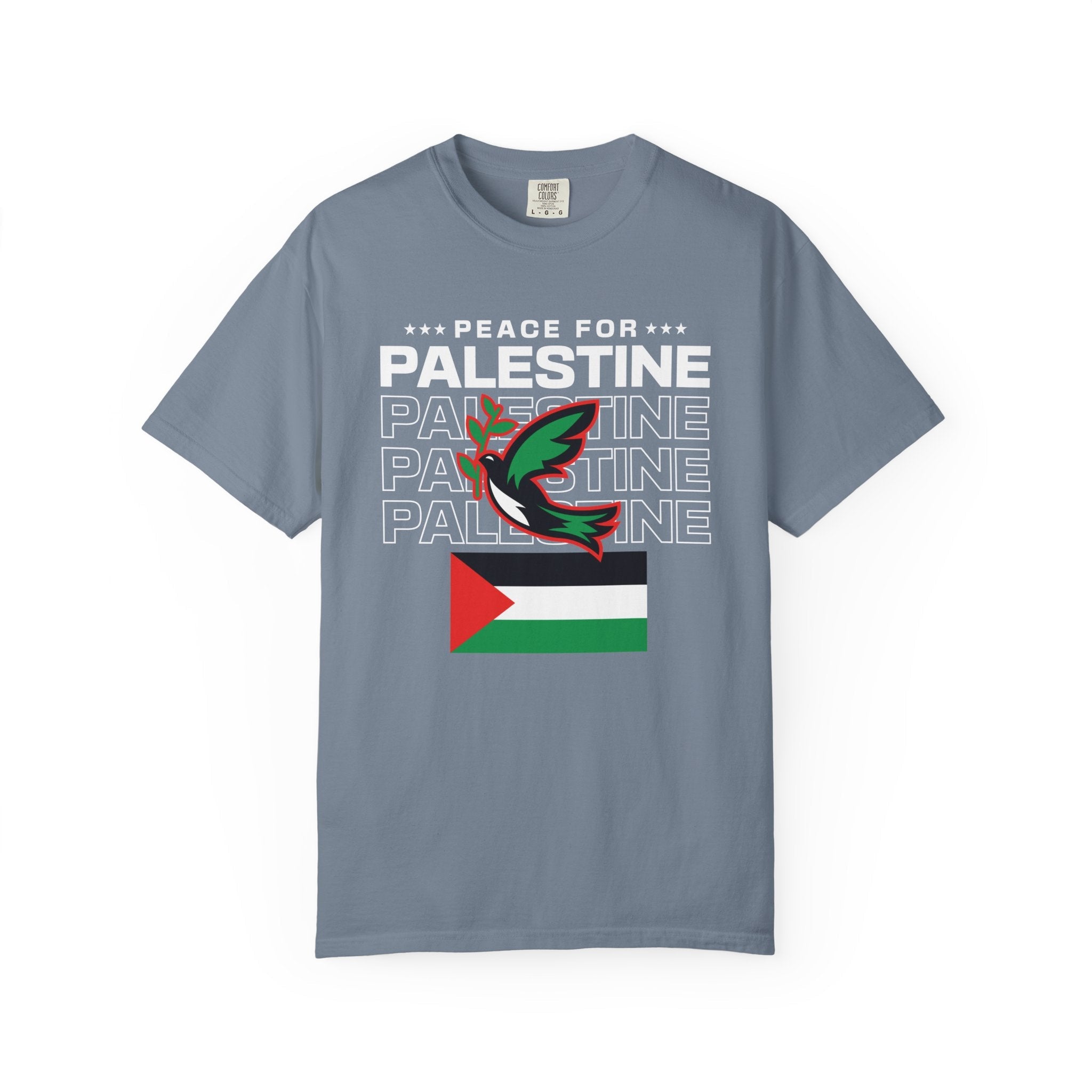 Peace for Palestine Unisex Garment-Dyed T-Shirt - Blue Jean / S