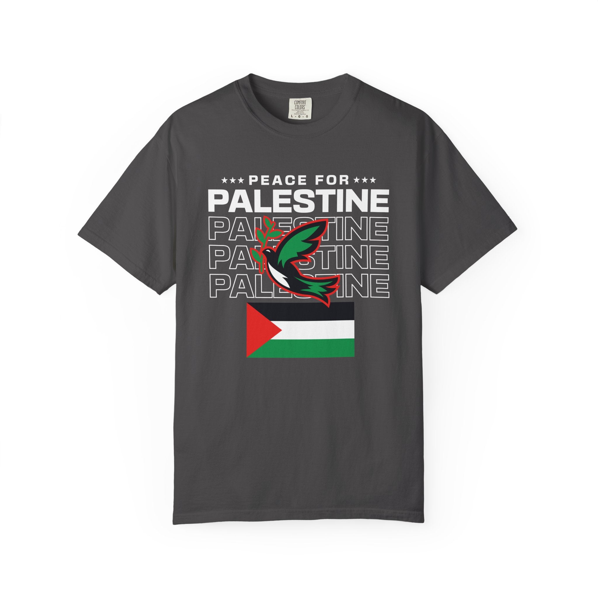 Peace for Palestine Unisex Garment-Dyed T-Shirt - Graphite / S