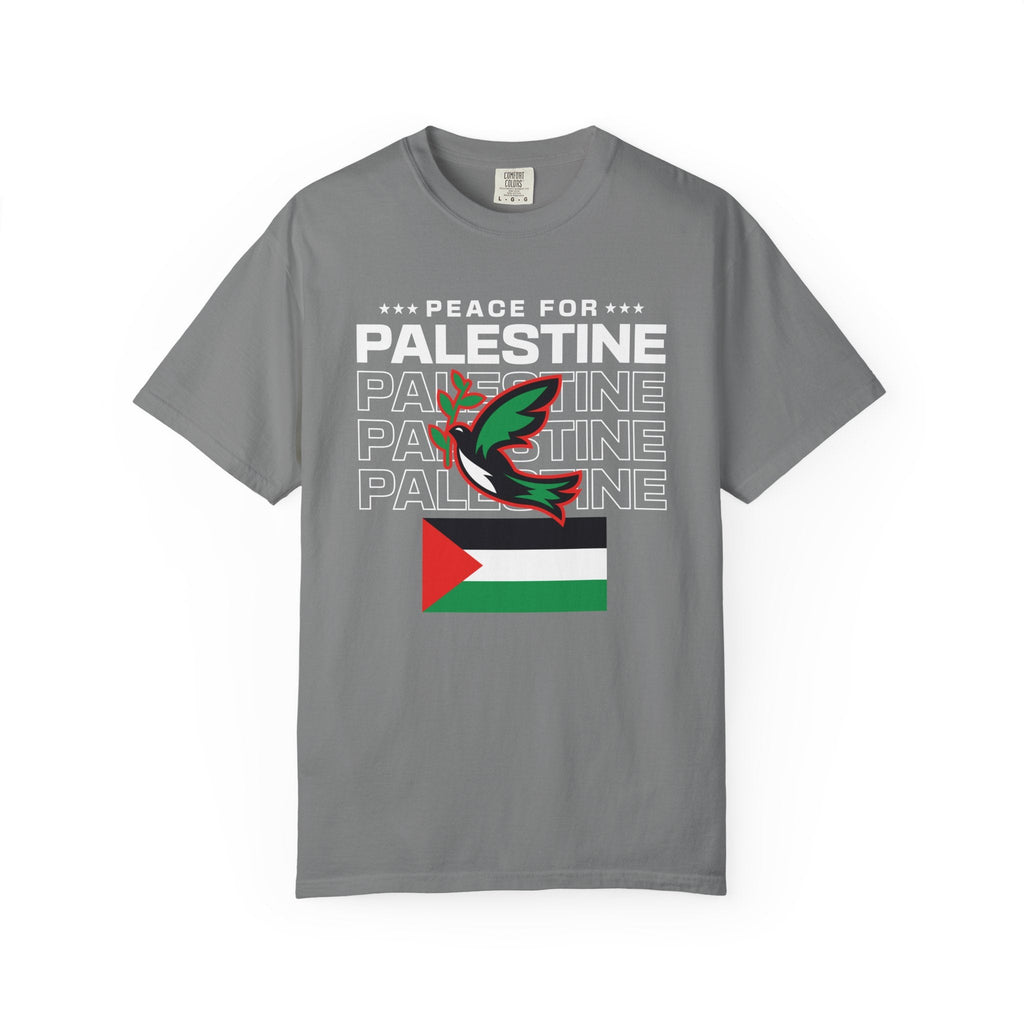 Peace for Palestine Unisex Garment-Dyed T-Shirt - Grey / S
